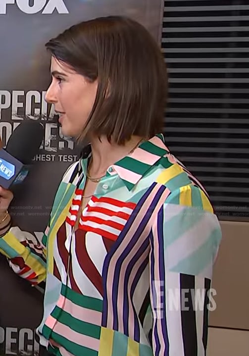 Daryn Carpp’s mixed stripe top on E! News
