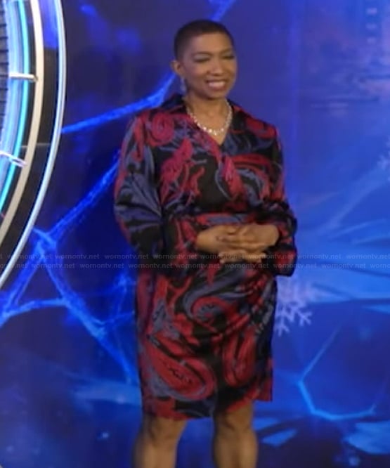 Deja Vu’s paisley print wrap dress on Live with Kelly and Mark