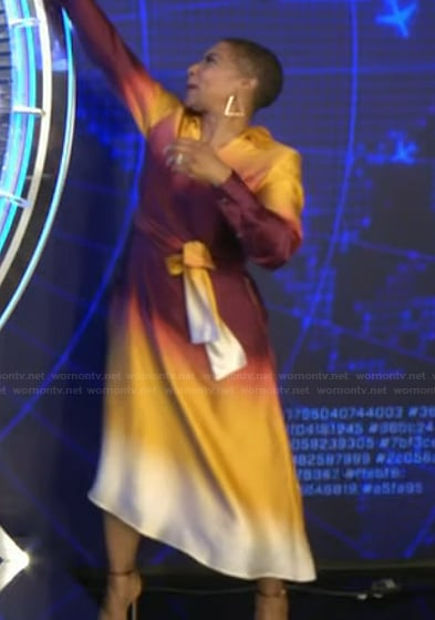 Deja Vu’s yellow ombre wrap dress on Live with Kelly and Mark