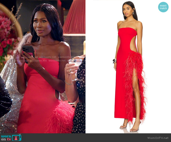 Delfi Vida Dress in Red worn by Kiki Barth (Kiki Barth) on The Real Housewives of Miami