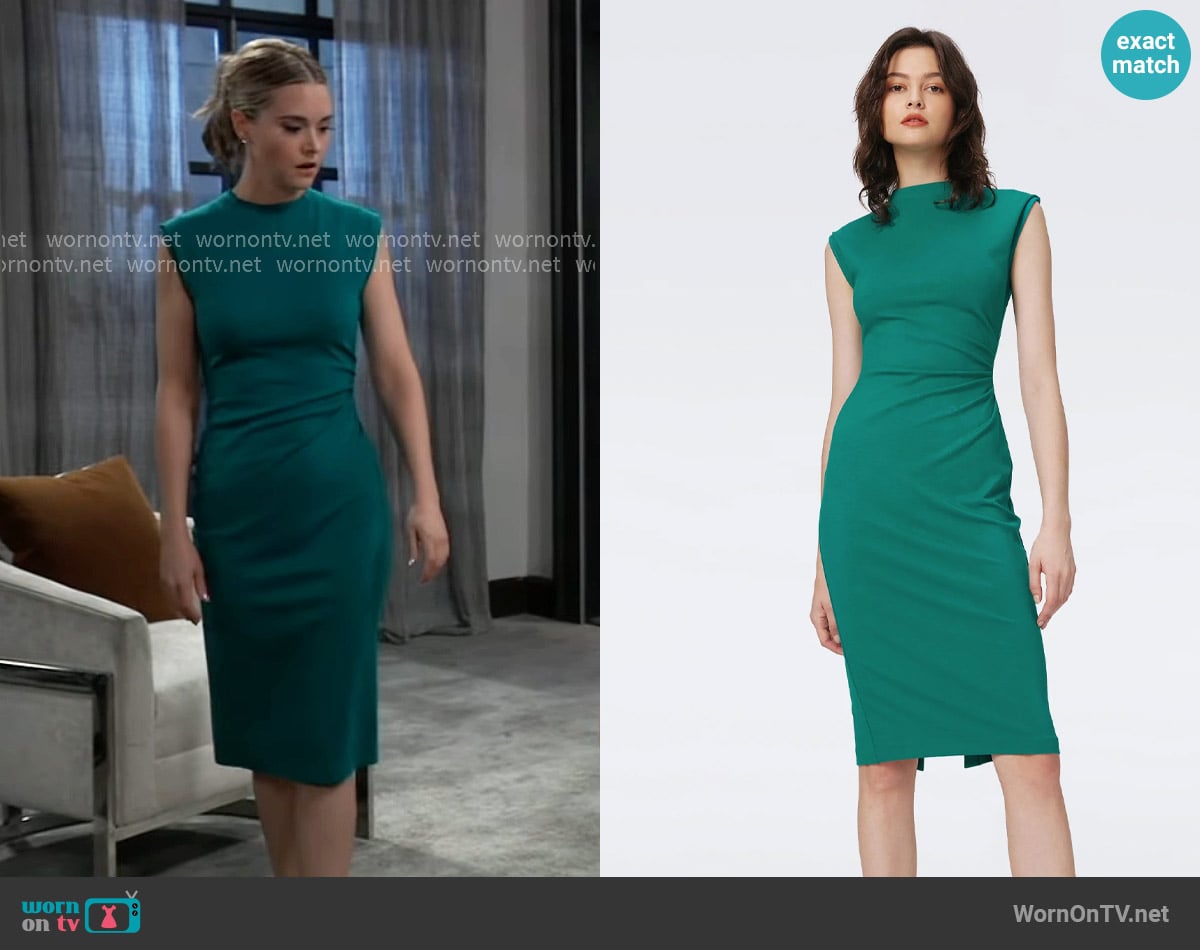 Diane von Furstenberg Darrius Dress in Emerald worn by Jacinda Bracken (Paige Herschell) on General Hospital