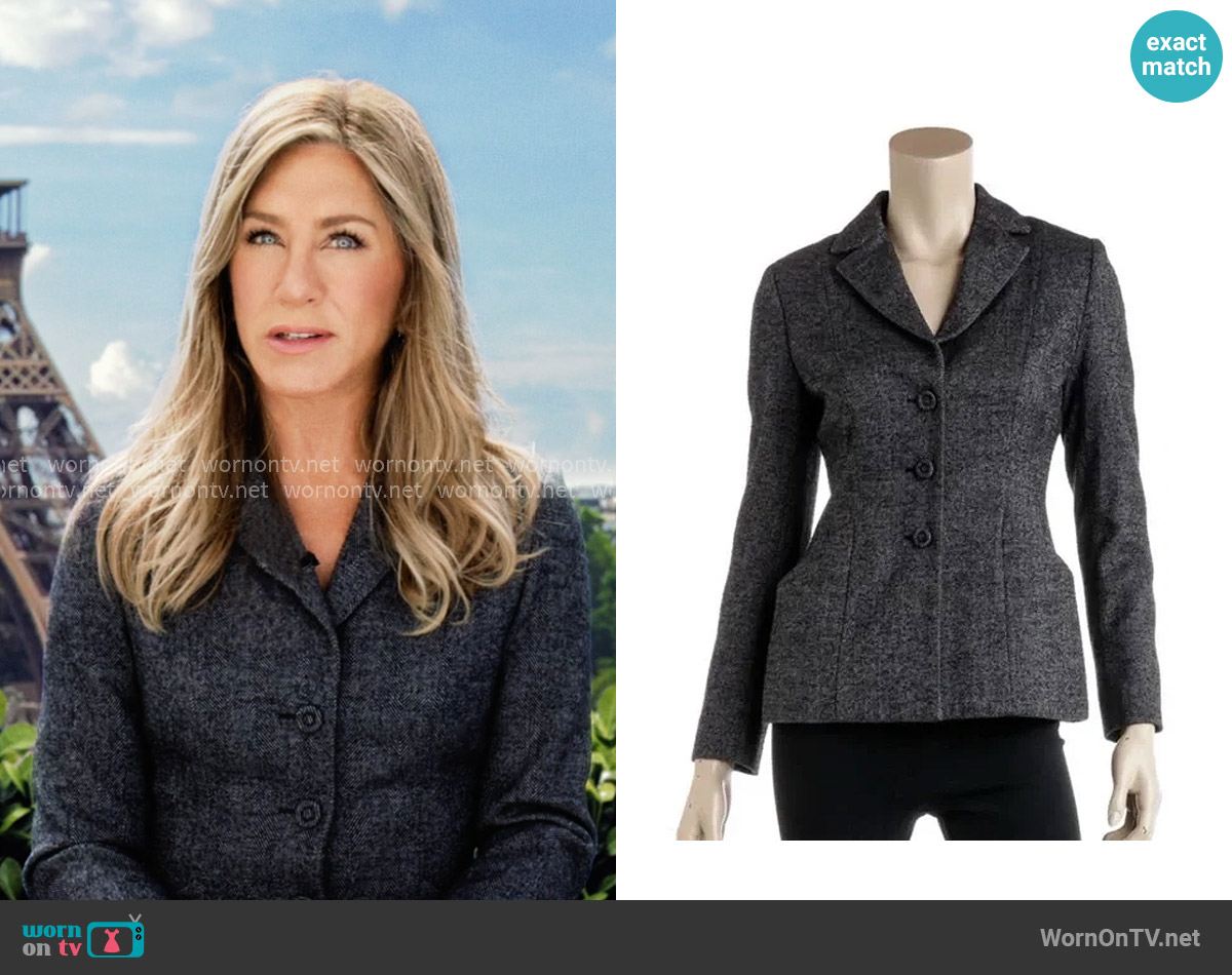 Dior Herringbone Fitted Jacket worn by Alex Levy (Jennifer Aniston) on The Morning Show