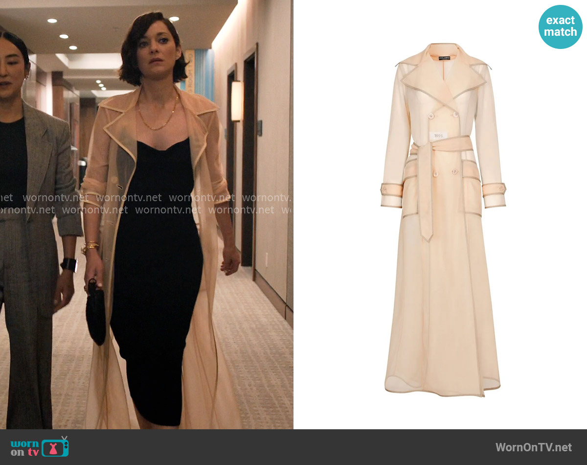 Dolce & Gabbana Belted trench coat worn by Celine Dumont (Marion Cotillard) on The Morning Show