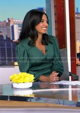 Dr. Tara Narula’s green v-neck dress on Good Morning America