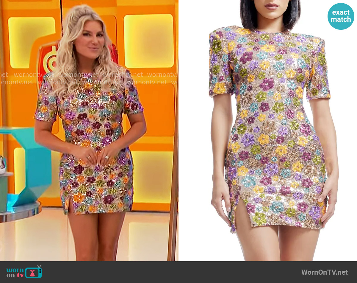 Dress the Population Maddox Floral Sequined Minidress worn by Rachel Reynolds on The Price is Right