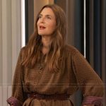 Drew’s monogram print pants on The Drew Barrymore Show