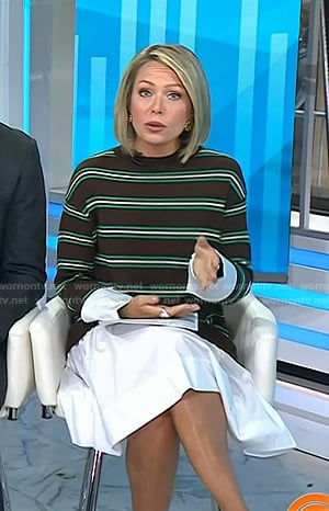 Dylan’s brown striped mixed media dress on Today
