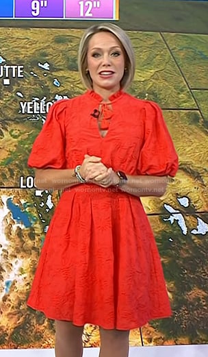 Dylan’s red puff sleeve dress on Today