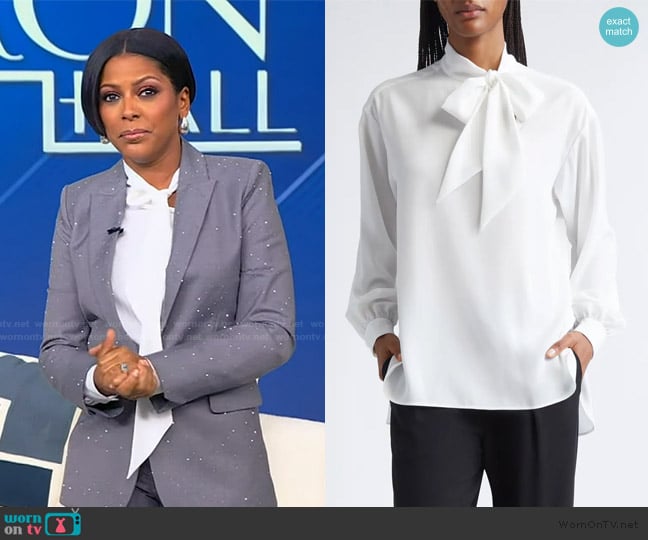 Emporio Armani Crepe Tie Neck Shirt worn by Tamron Hall on Tamron Hall Show