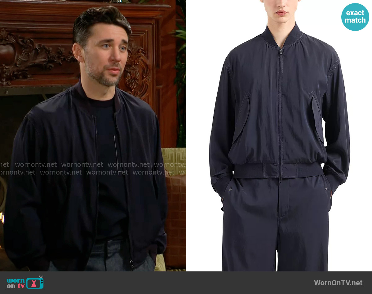 Emporio Armani Viscose-nylon blouson with bomber-jacket collar worn by Cane Ashby (Billy Flynn) on The Young and the Restless