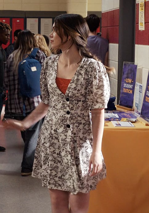 Erin’s floral dress on My Life with the Walter Boys