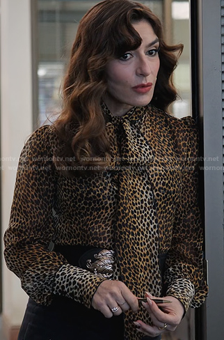 Esmeralda’s leopard tie neck blouse on The Paper