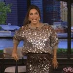 Eva Longoria Baston’s sequin sweater and skirt on Live with Kelly and Mark
