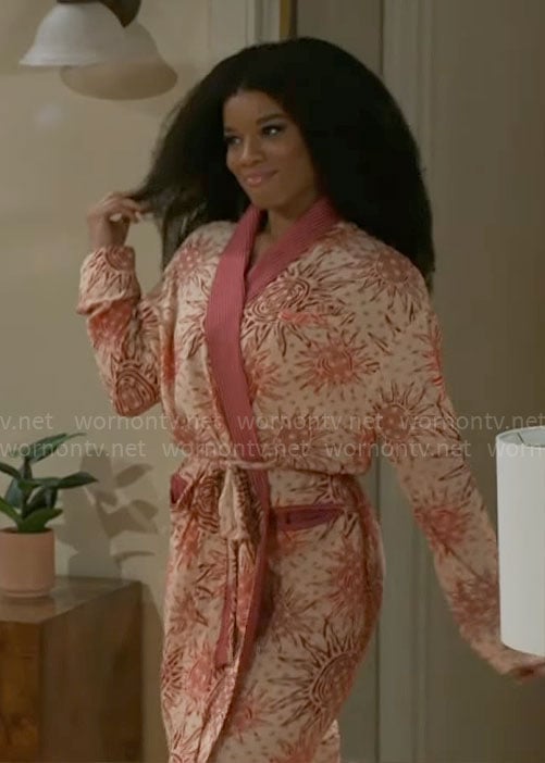 Eva’s sun print robe on Beyond the Gates