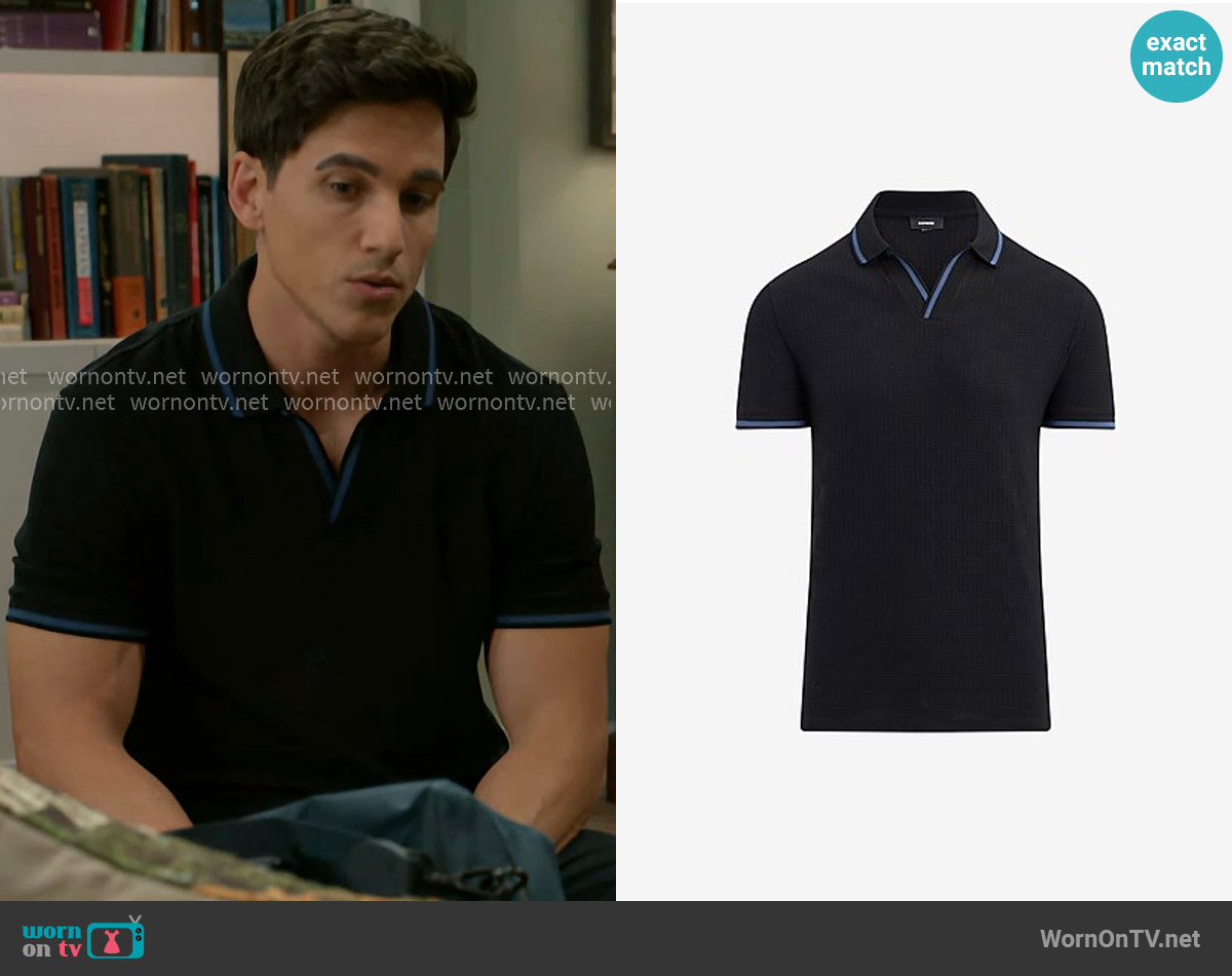Express Johnny Collar Polo worn by Bradley 'Smitty' Smith (Mike Manning) on Beyond the Gates