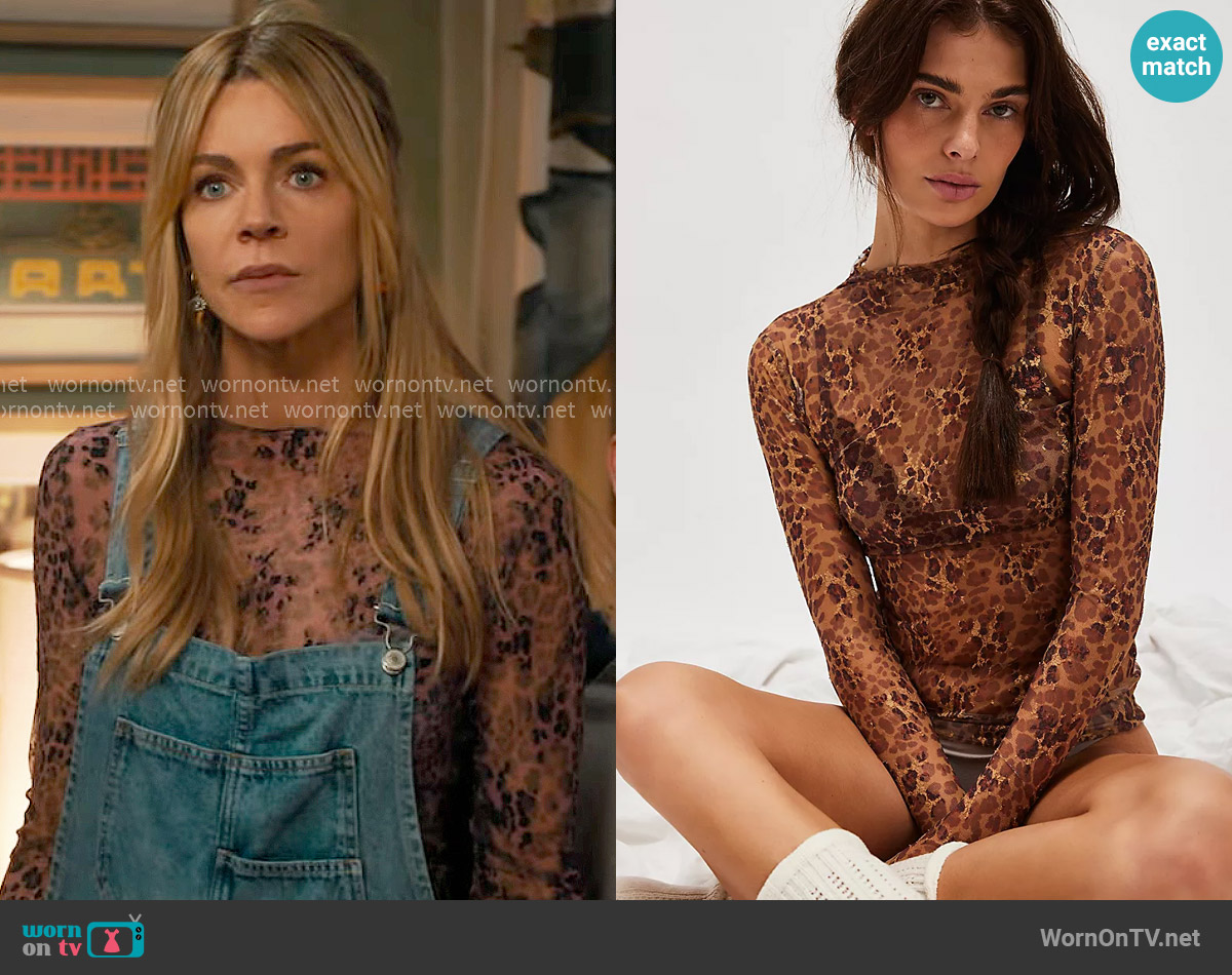 Free People Lady Lux Printed Layering Top in Cinnamon Combo worn by Morgan Gillory (Kaitlin Olson) on High Potential