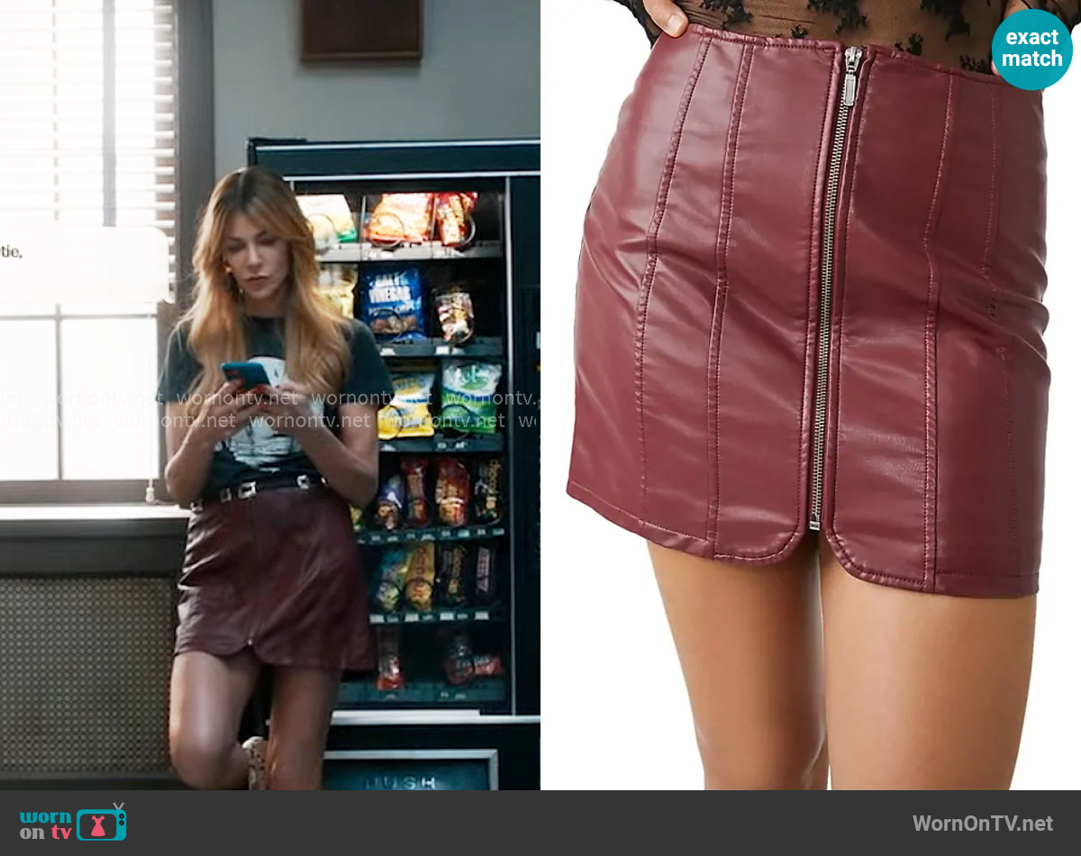 Free People Layla Vegan Leather Mini Skirt worn by Morgan Gillory (Kaitlin Olson) on High Potential