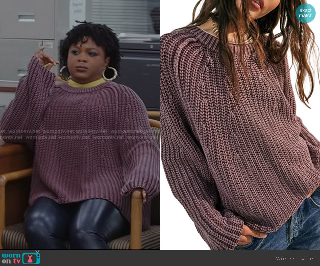 Free People Take Me Home Cotton Sweater in Moonscape worn by Adelola Olofin (Gbemisola Ikumelo) on The Paper