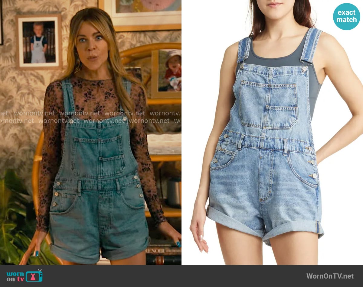 Free People Ziggy Denim Shortalls in Follow Your Heart worn by Morgan Gillory (Kaitlin Olson) on High Potential