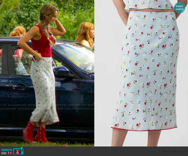 Gap x Doen Floral Midi Skirt worn by Sophia Kinney (Lilah Pate) on The Runarounds
