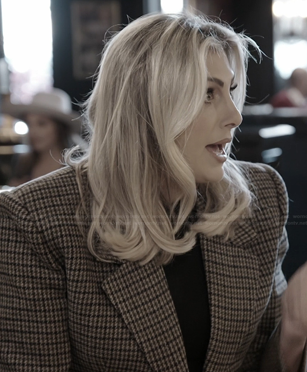Gina’s houndstooth oversized blazer on The Real Housewives of Orange County