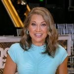 Ginger’s blue ruched dress on Good Morning America