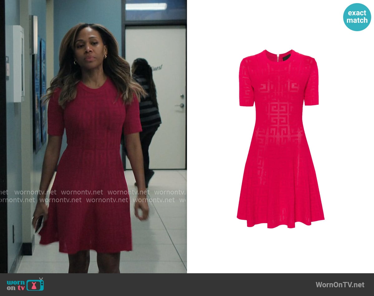 Givenchy 4G jacquard A-line dress worn by Christina Hunter (Nicole Beharie) on The Morning Show