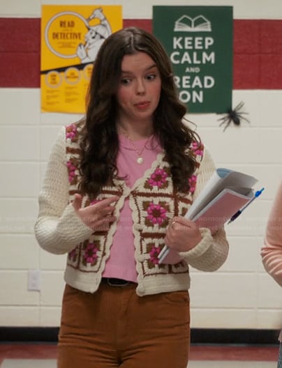 Grace’s floral crochet knit cardigan on My Life with the Walter Boys