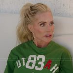 Gretchen’s green printed sweatshirt on The Real Housewives of Orange County