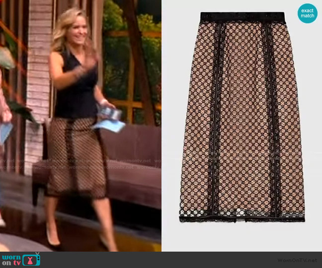 Gucci GG Net Skirt with Lace Trims worn by Sara Haines on The View