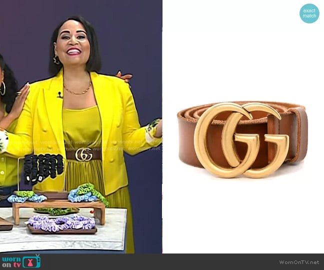 Gucci ouble G leather belt worn by Alejandra Ramos on Today
