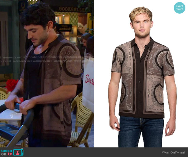 Guess Eco Rayon Medallion Shirt worn by Javi Hernandez (Al Calderon) on Days of our Lives