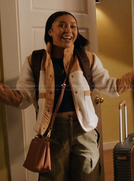 Haley’s contrast sherpa jacket on My Life with the Walter Boys
