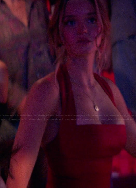 Hannah’s red mini dress on The Runarounds