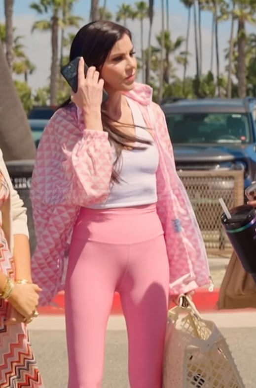 Heather’s pink triangle print jacket on The Real Housewives of Orange County