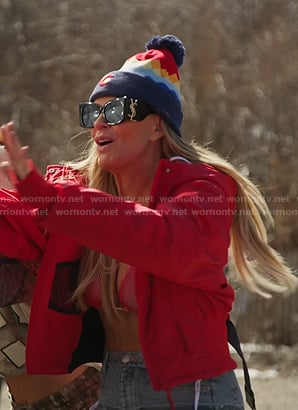 Heather’s red jacket and sunglasses on The Real Housewives of Salt Lake City