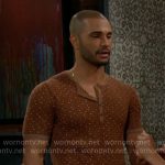 Holden’s brown dotted print henley shirt on The Young and the Restless