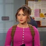 Holly’s pink ribbed cardigan top on Days of our Lives