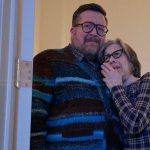 Howard’s space dye knit cardigan on Only Murders in the Building