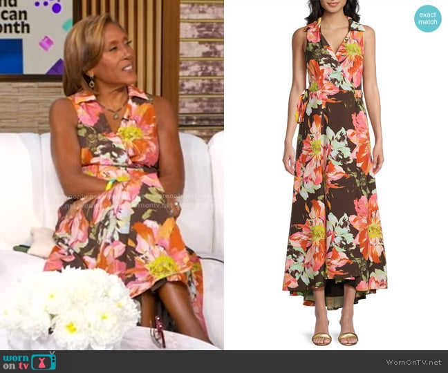 Hutch Velva Midi Dress in Brown Vintage Floral worn by Robin Roberts on Good Morning America
