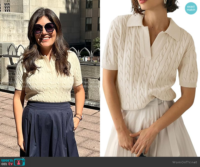 Imily Bela Cable Short Sleeve Sweaters Tops worn by Adrianna Barrionuevo Brach on Today