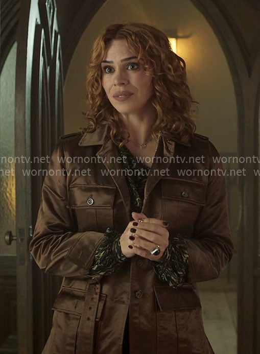 Isodora’s brown satin jacket on Wednesday
