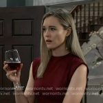 Jacinda’s burgundy sheath dress on General Hospital
