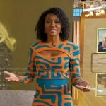 Janai’s orange and blue geometric print dress on Good Morning America