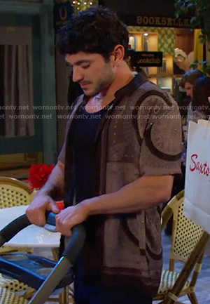 Javi’s brown printed shirt on Days of our Lives