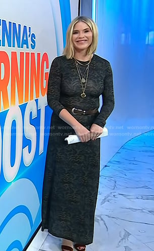 Jenna’s black printed maxi dress on Today
