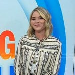 Jenna’s white stripe tweed jacket and brown pleated skirt on Today