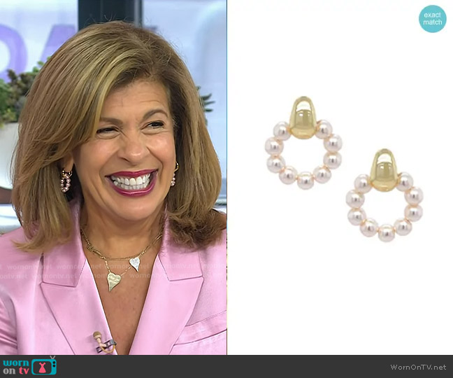Jennifer Miller Pearl Hoop Earrings in Gold worn by Hoda Kotb on Today