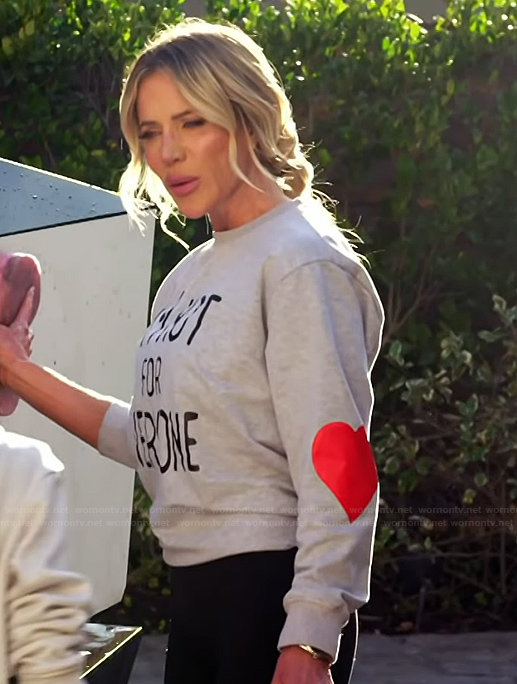 Jennifer’s heart print sweatshirt on The Real Housewives of Orange County