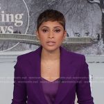 Jericka’s purple blazer and pant suit on CBS Evening News